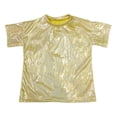 thumbnail image 5 of mgoYE Kids Boys Girls Metallic Shiny T-Shirt Dance Tops Short Sleeves Loose T-Shirt for Performance(Yellow,17-18 Years), 5 of 6