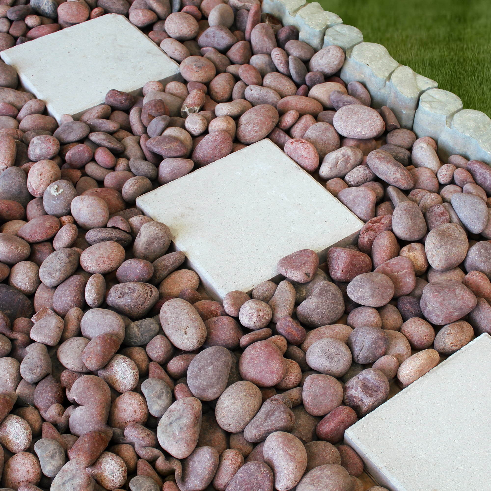 Rainforest, Outdoor Decorative Stones, Mexican Beach Pebbles, Rosa, 1-3", 20lbs.