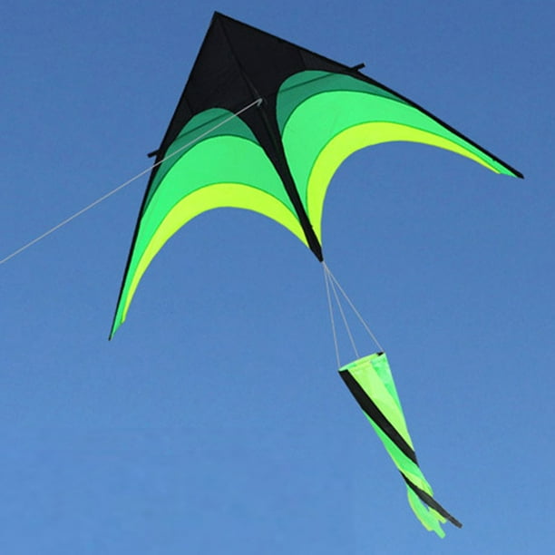 Cometa triangular de 1,6 m, cometa en forma de pájaro con cola de 10 M para exteriores (cola flotante en espiral) Ndcxsfigh libre de BPA