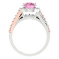thumbnail image 4 of 2.32 ct Brilliant Round Cut Pink Zircon 18K White/Rose Gold Halo Solitaire with Accents Engagement Bridal Wedding Ring Band Set size 7.75, 4 of 7