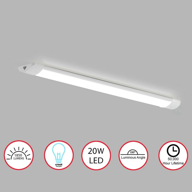 Slim Rectangular LED Light Under Cabinet Kitchen Lighting 20 Watt 6700K Daylight 50,000 Hour Lifetime, 23 Inch