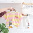 thumbnail image 1 of Verano bebé Donald pato ropa trajes niño bebé niñas niños dibujos animados Margarita rayas camiseta + pantalones cortos de mezclilla conjuntos niños ropa 3T Gao Jinjia LED, 1 of 2