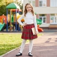 thumbnail image 5 of Uniform Skirts for Girls Toddler Skirts Elastic Plaid Pleated Skirt Athlecic Waistband Built in Shorts Yellow,3-4 Years, 5 of 9