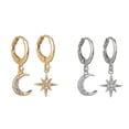 thumbnail image 4 of Pendientes de luna y estrella Jumpingount Plata y Dorado, 4 of 6