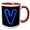 Red/White, variant on 3drose, Monogram Letter V Abstract Neon Blue Lit Shining Illuminated, 11oz Two-tone Yellow Mug