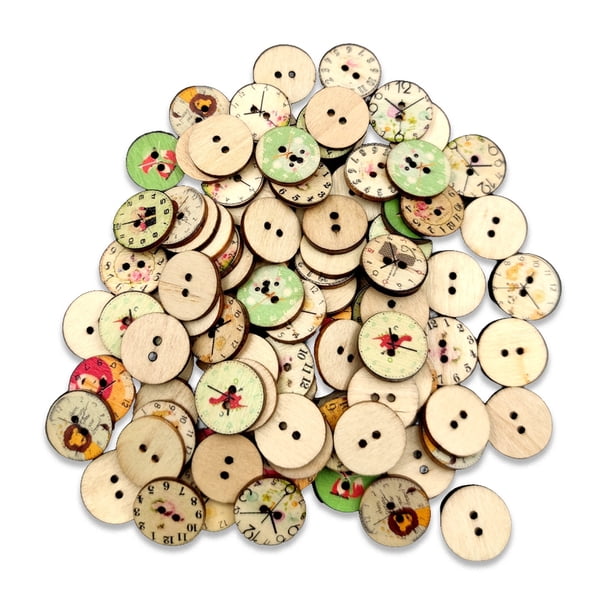Qarigey Botones de de 100 piezas, relojes redondos de agujeros, estilo Retro, suministros para el hogar para álbumes de recortes, Accesorios de disfraces 25mm Qarigey AP010328-03