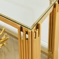 thumbnail image 4 of Modern Glass Console Table, 55" Gold Sofa Table With Sturdy Metal Frame And Clear Tempered Glass Top, For Living Room Entryway Bedroom, Gold Finish, 4 of 9