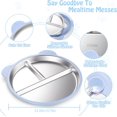 thumbnail image 2 of Taotique Stainless Steel Baby Plates with Suction, 9" Toddler Divided Plates with Removable Silicone Sleeves for Baby Snack Dishes, Blue & Pink, 2 of 7