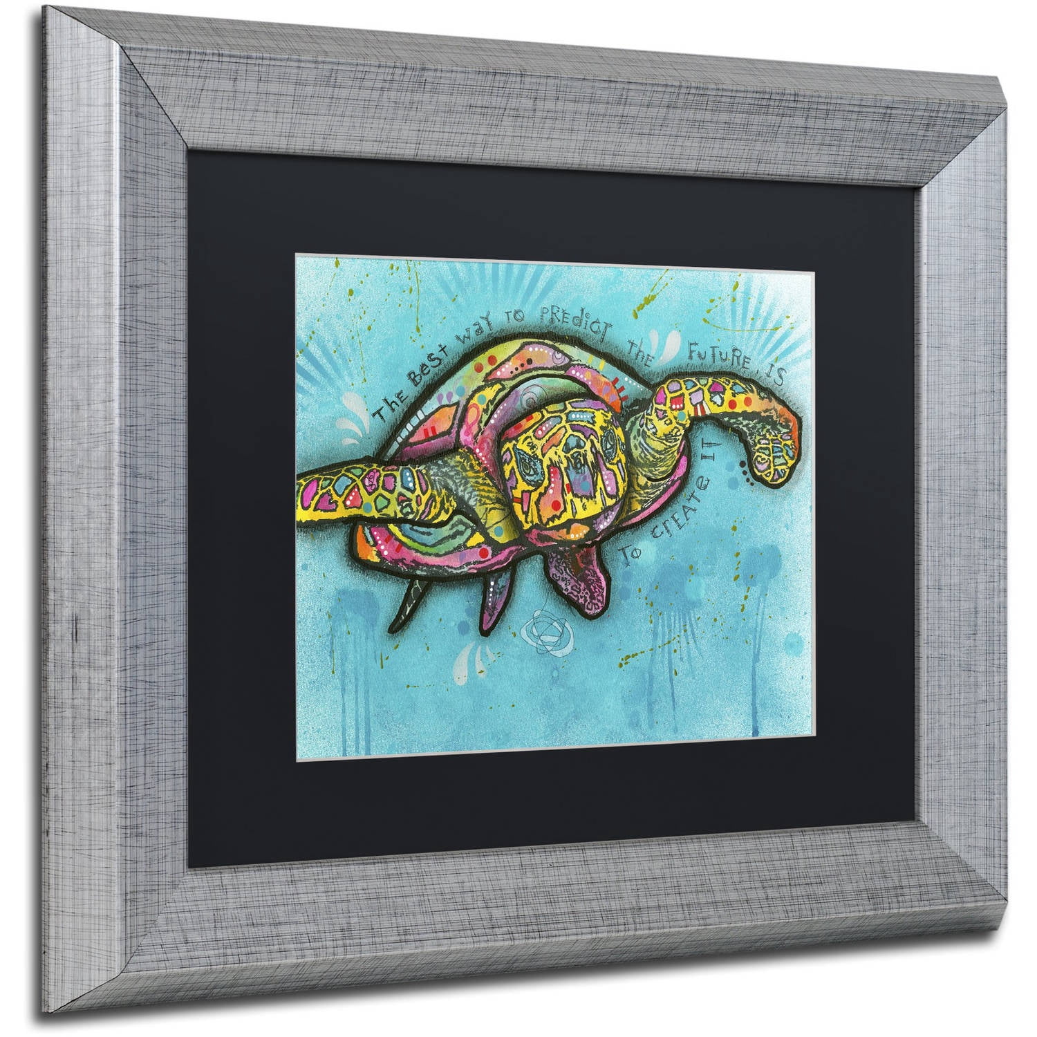"Turtle" Canvas Art by Dean Russo, Black Matte, Silver Frame