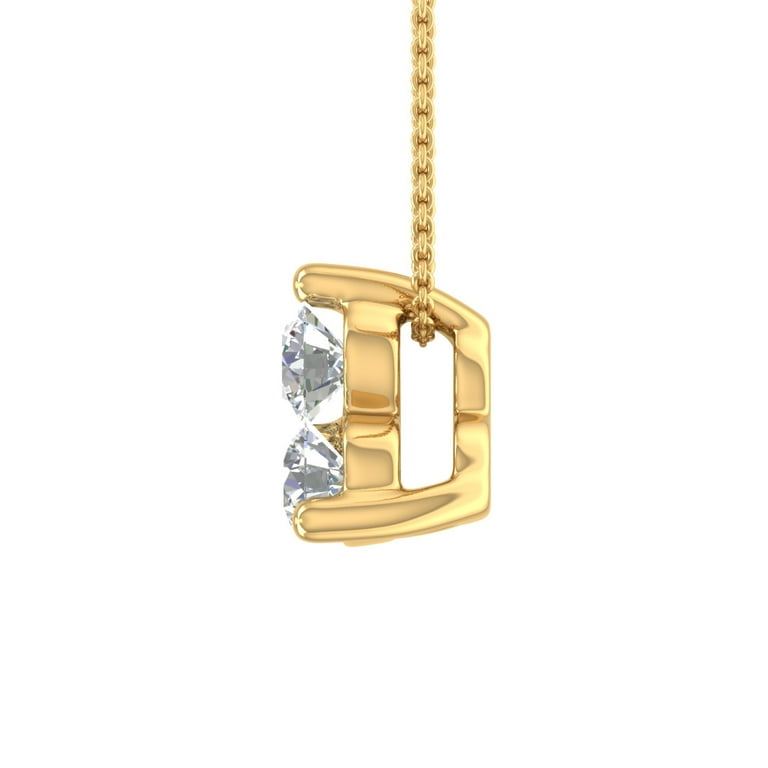0.30 Carat 3-Stone Diamond Pendant Necklace in 10k Yellow Gold