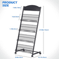 thumbnail image 3 of AIWFL Floor Standing Magazine Rack, 4 Layer Brochure Display / Newspaper Stand Bookshelf with Casters for Living Room, Exhibitions, Shops, Offices, 3 of 10