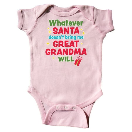 

Inktastic Christmas Whatever Santa Doesn t Bring Me Great Grandma Will Gift Baby Boy or Baby Girl Bodysuit