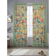 thumbnail image 2 of Boho Green Flowers Sheer Curtains 84 Inch Length 2 Panels Set Window Treatments, Spring Abstract Watercolor Floral Leaf Rod Pocket Semi Curtains for Living Room/Bedroom/Kitchen Décor, 104"W x 84"L, 2 of 7