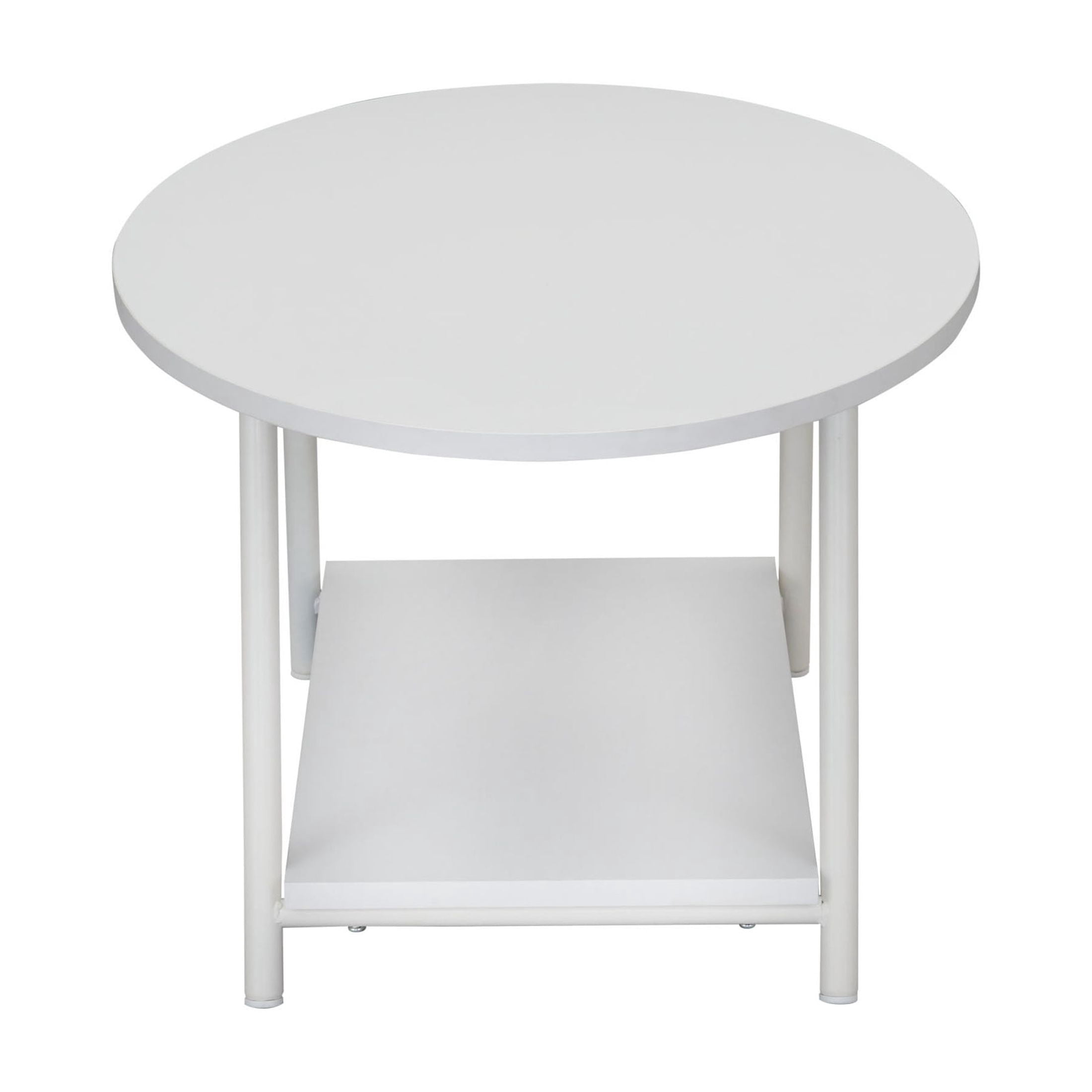 Household Essentials Oval Coffee Table with Lower Storage Shelf, Scandanavian White