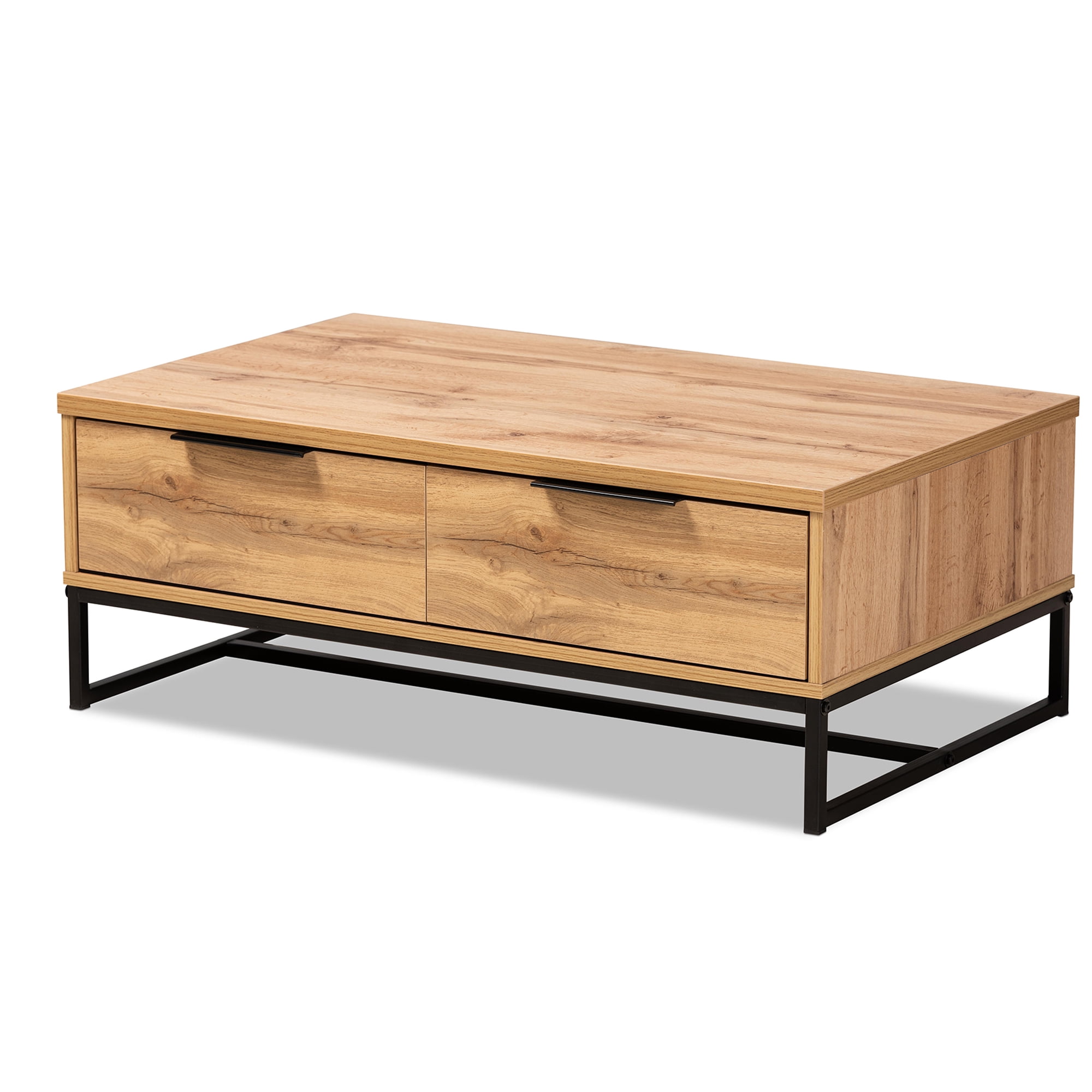 Baxton Studio Franklin Contemporary MDF Coffee Table, Oak Brown/Black