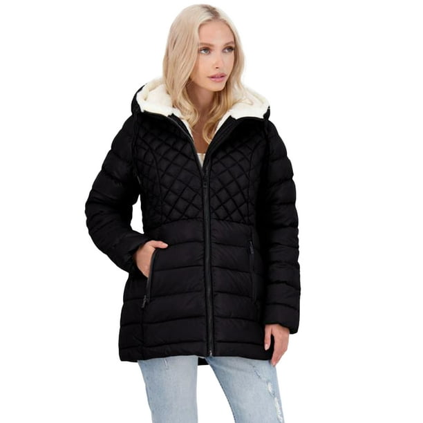 Steve Madden Women's Glacier Shield Winter Puffer Coat with Faux Fur Lining  - Walmart.com