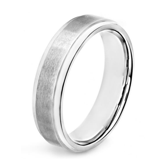 Crucible Jewelry Men's Brushed and Polished Ridged Titanium Band Ring (6mm)