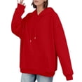 thumbnail image 3 of CAIXIA Graphic Hoodies for Women Pullover Cotton Fashion Trendy Fall Tops Long Sleeve Letter Graphic Pullover Sweatshirts for Women with Pocket Solid Color Fall Clothes, 3 of 5