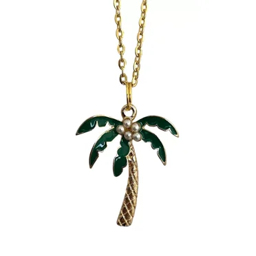 Palm Tree Necklace Tropical Island Theme Charm Pendant