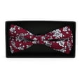 thumbnail image 5 of Urban-Peacock Men's Cotton Banded Bow Tie with Gift Box - Floral Wedding - Burgundy Small Print, 5 of 6