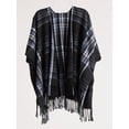 thumbnail image 4 of Time and Tru Women's Plaid Ruana Coverup, One Size, Black Soot, 4 of 4