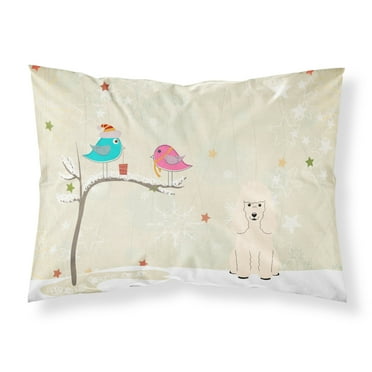 Christmas Presents between Friends Poodle - White Fabric Standard Pillowcase