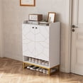 thumbnail image 2 of MIDODO Shoe Cabinets with Doors, 6-Tier Modern Shoe Rack Organizer Cabinet, Freestanding Wood Storage Cabinet with Gold Frame for Bedroom, Hallway, 2 of 6