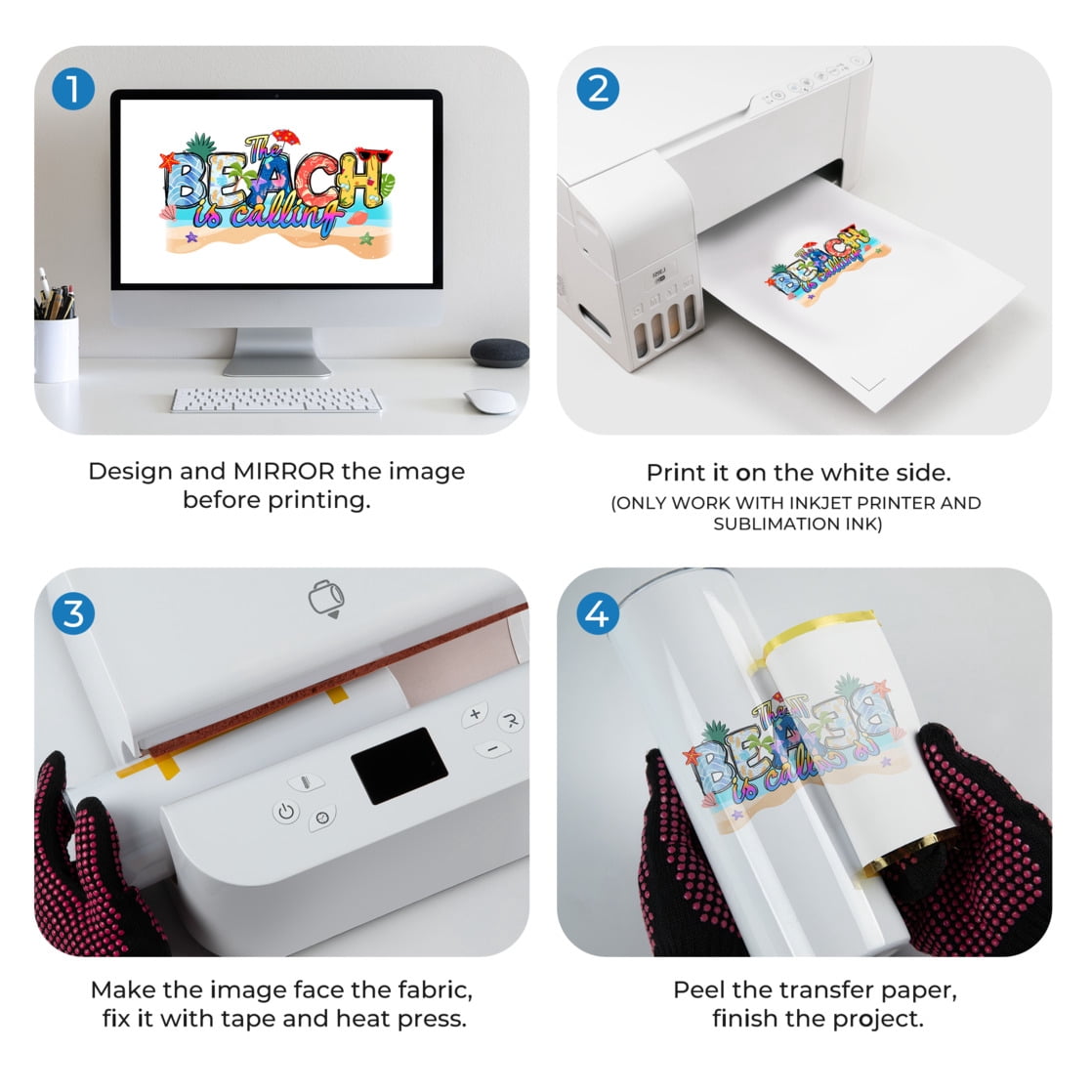 HTVRONT Sublimation Paper 8.5 x 11 inches - 35 Sheets Sublimation Paper Compatible with Ink Jet Printer