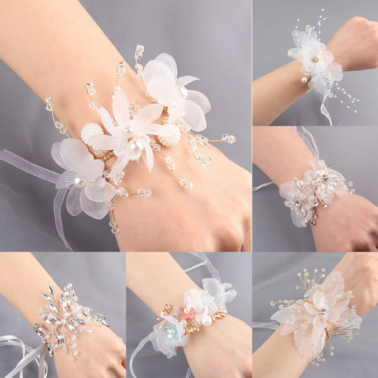 Wrist Corsage Elegant Comfortable Touch Anti-Wear Bride Bridesmaid Wrist  Corsage Flower Bracelet for Wedding Engagement Br 