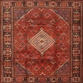 thumbnail image 1 of Ahgly Company Machine Washable Indoor Square Traditional Tomato Red Area Rugs, 5' Square, 1 of 7