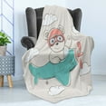 thumbnail image 4 of Adventure Cartoon Soft Flannel Fleece Throw Blanket, Bear Flying in the Sky Among the Clouds on Biplane, Cozy Plush for Indoor and Outdoor Use, 50" x 70", Pale Mauve Seafoam, by Ambesonne, 4 of 5