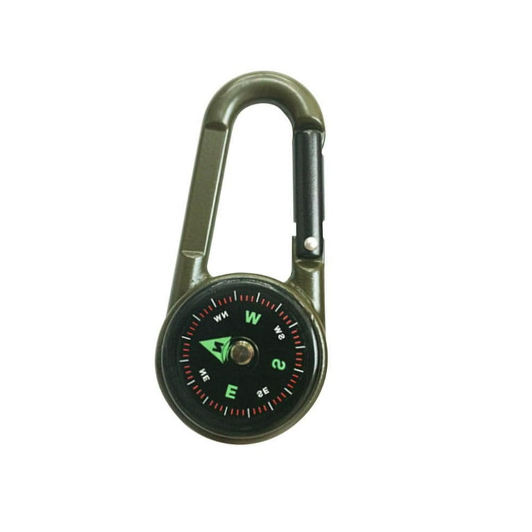 Compass Thermometer 3 in 1 Carabiner Keyring Outdoor Hiking Tactical  Survival
