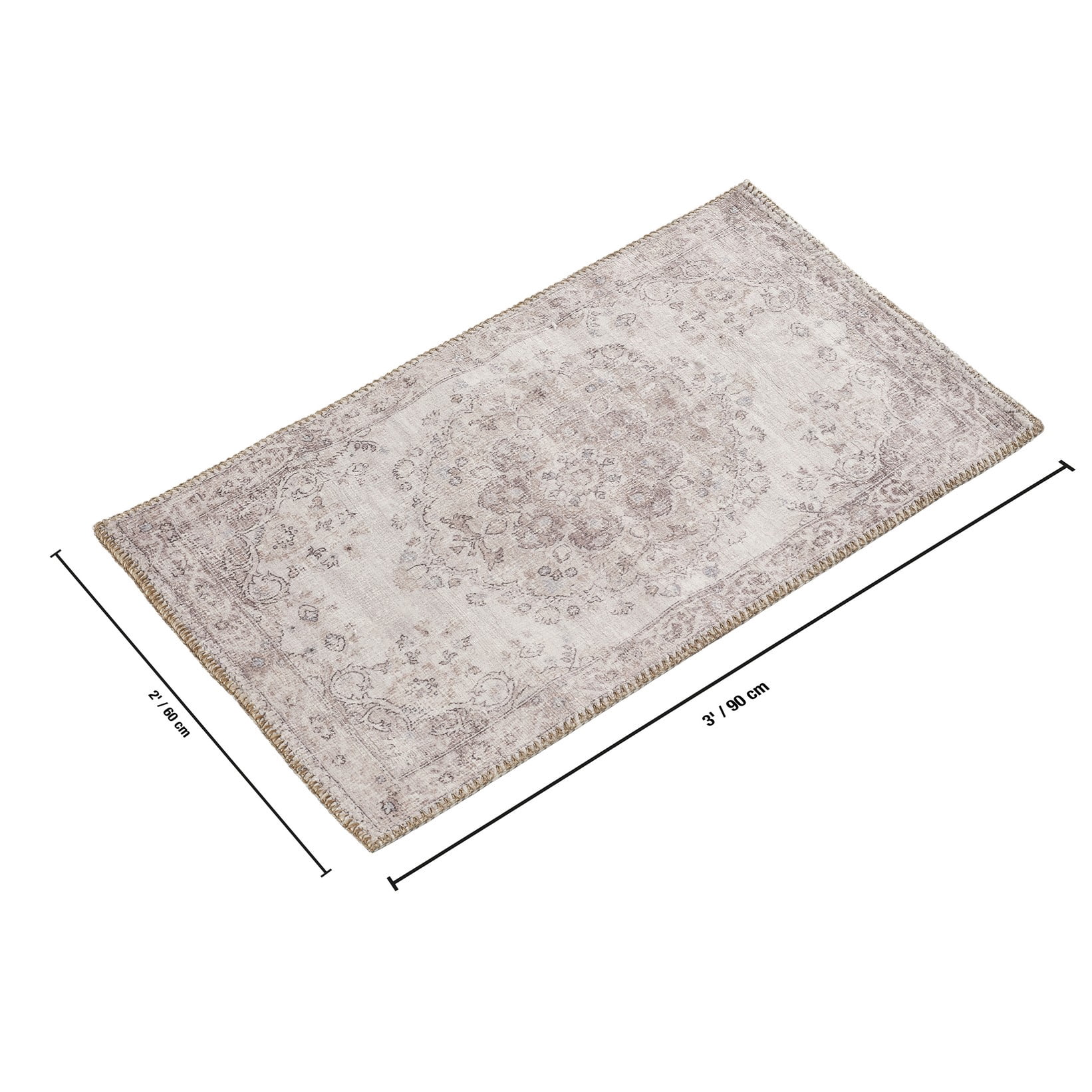 2ft x 3ft Traditional Medallion Area Rug Soft Durable Stain Resistant Kid Pet Friendly 100% Polyester Jute Backing Indoor Rug for Entryway Living Room Bedroom