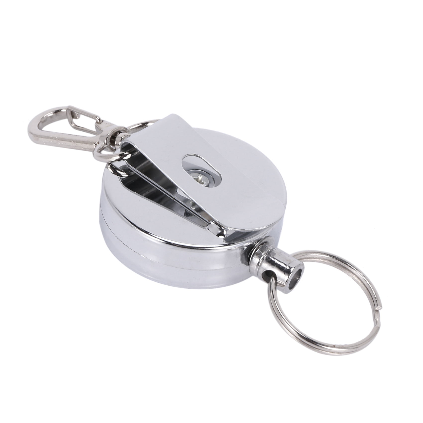 Stainless Silver Retractable Keychain Key Ring Recoil Keyring Heavy Duty Steel 
