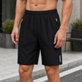 thumbnail image 2 of Men's Athletic Quick Dry Shorts, Lightweight Running Workout Casual Gym Outdoor Activities Shorts with Zipper Pockets, Black, 2 of 6