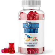 MAV Nutrition Melatonin Gummies for Kids | Healthy Sleep Aid Support Gummies| Non-GMO, No High Fructose Corn Syrup| 0.5mg of Melatonin per Gummy| 60 Count