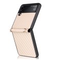 thumbnail image 2 of Allytech Case for Samsung Galaxy Z Flip 3 5G 2021 Released, Z Flip 3 Case, Carbon Fiber Shockproof Protective Ultra Slim Fit Shell Cover with Detachable Adjustable Shoulder Strap, Gold, 2 of 9