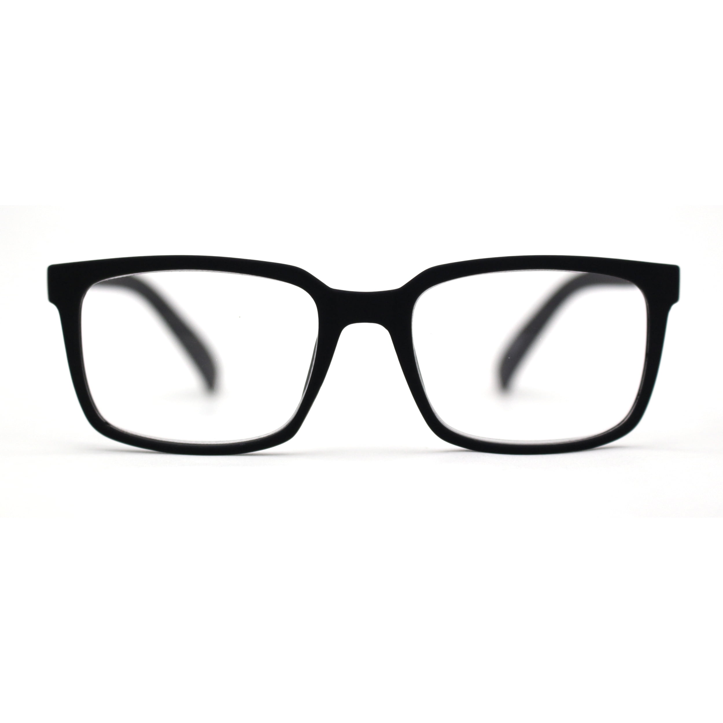 Stylish Matte Finish Rectangle Plastic Reading Glasses Matte Black +1.75