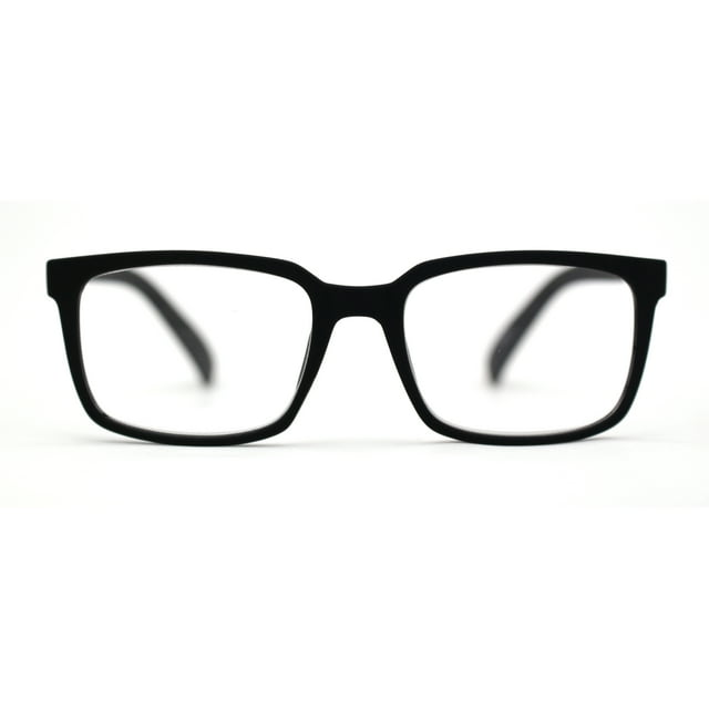 Lunettes de Lecture Rectangulaires en Plastique à Fini Mat Élégantes Noir Mat +3,0