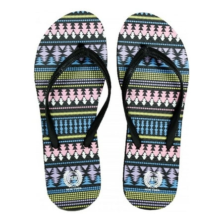 

Beaute Fashion Trendy Ugly Christmas Sweater Adult Women s Flip Flops Tribal Thong Sandal Slipper (Size Large Black Pastel)