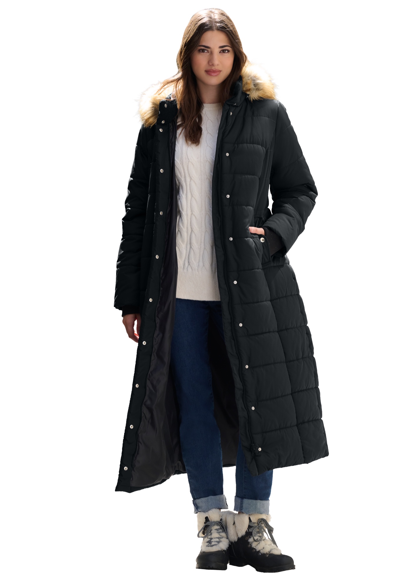 Roaman's Women's Plus Size Maxi Puffer Coat