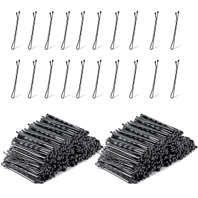 400 horquillas para el cabello de 2 pulgadas, color negro, horquillas finas de sujeción segura para mujeres, pinzas para el cabello onduladas invisibles a granel con cajas transparentes, pin