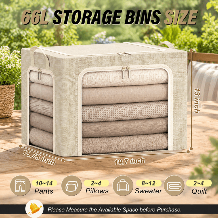 3-side Access Clothes Storbwith Metal Frame Foldable Fabric Boxes Cedar ...
