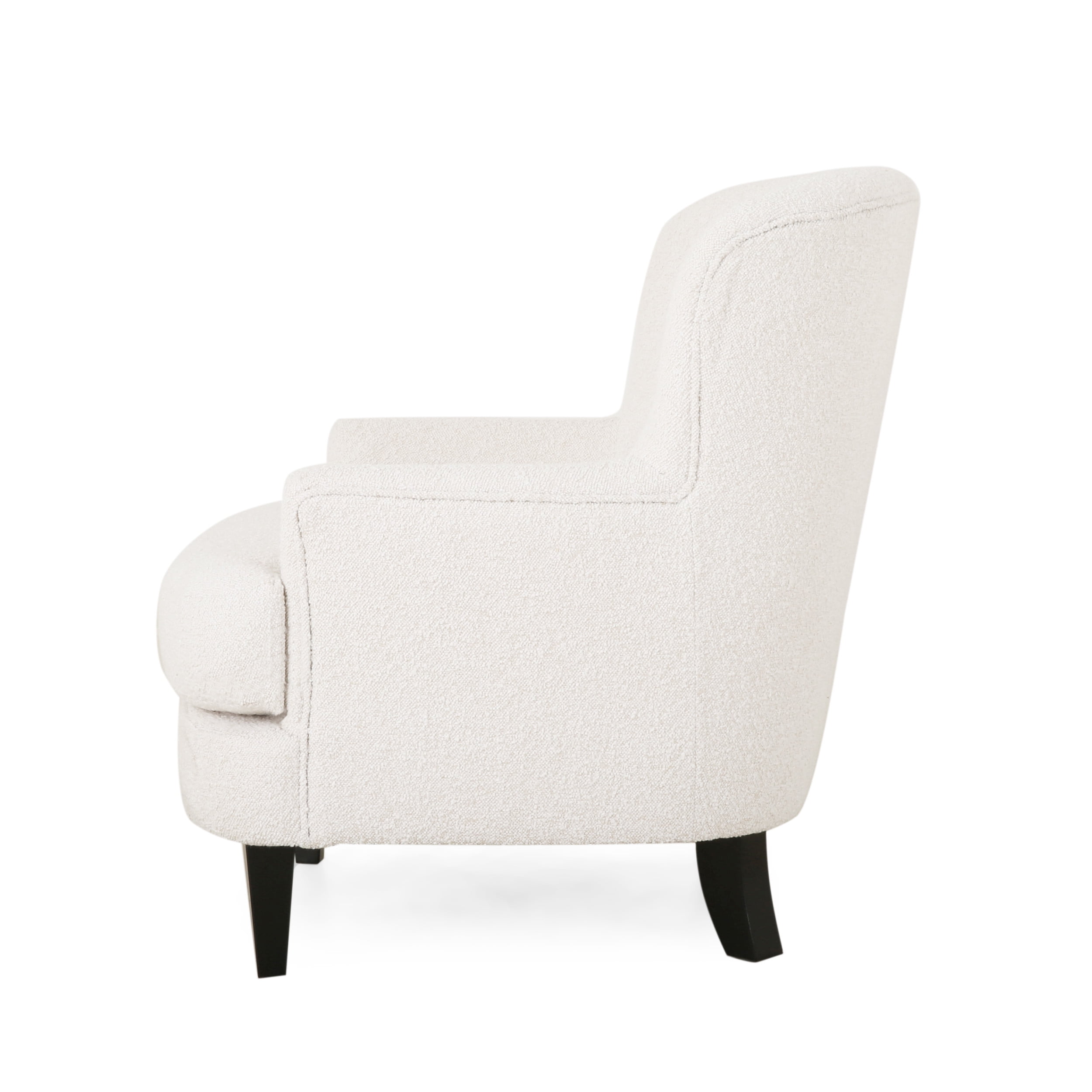 Noble House Willey Boucle Upholstered Club Chair and Ottoman Set, Almond and Matte Black
