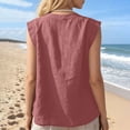 thumbnail image 5 of CQONEPT Womens Sunmmer Tops Cotton Linen Tank Tops Crewneck Loose Casual Sleeveless Summer Vacation Shirts Pink 2XL, 5 of 7