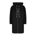 thumbnail image 4 of fheaev Zip up Fleece Hoodies for Women Casual Oversized Long Hooded Tunic Sweatshirt Long Sleeve Hooded Drawstring Coat with Pocket, 4 of 6