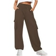 thumbnail image 1 of zbxnLI Cargo Sweatpants for Women High Waisted Drawstring Pants Baggy Wide Leg Joggers Multipockets, 1 of 6