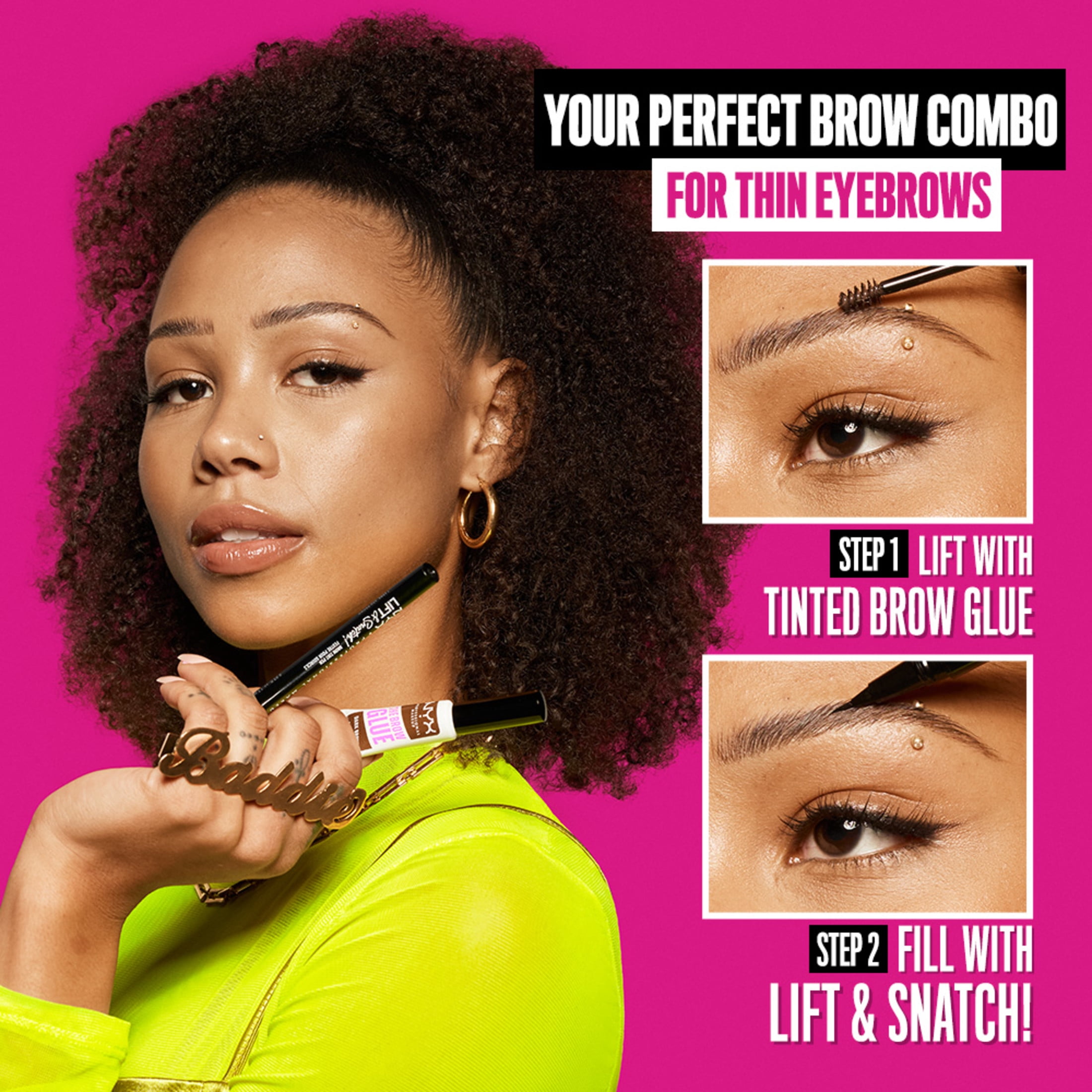 Nyx Professional Makeup, The Brow Glue, Instant Brow Styler, 16H Extreme Hold, Vegan Formula - Medium Brown, 0.18oz / 5g