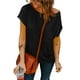 thumbnail image 4 of ABPHQTO Camiseta negra con bolsillos y aberturas laterales para mujer, 4 of 5