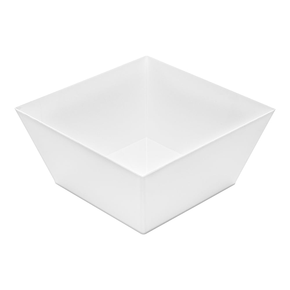 18 oz Square White Plastic Medium Modern Bowl 6 3/4" x 6 3/4" x 3